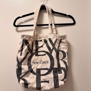 Cream and Black Graphic “The New Yorker” Tote Bag